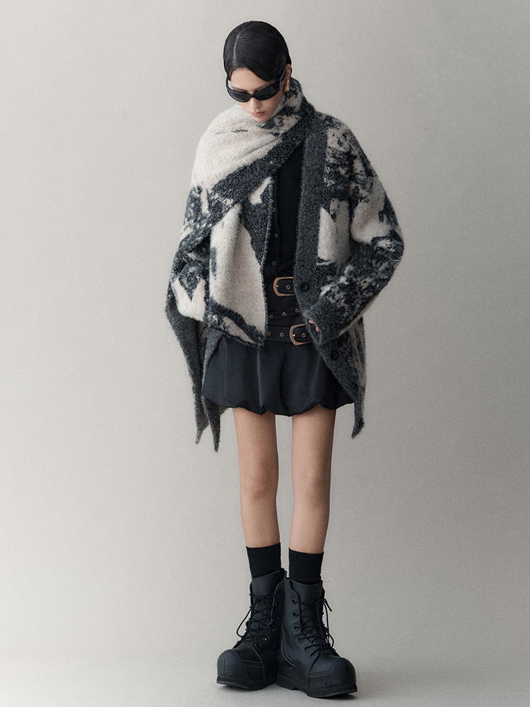 Retro Oversize Wool Cardigan
