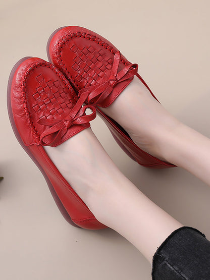 Summer Soft Leather Weave Flat Shoes Fg1019