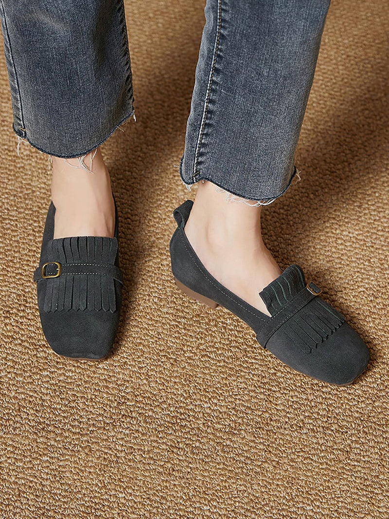Summer Suede Leather Tassel Shoes Io1028