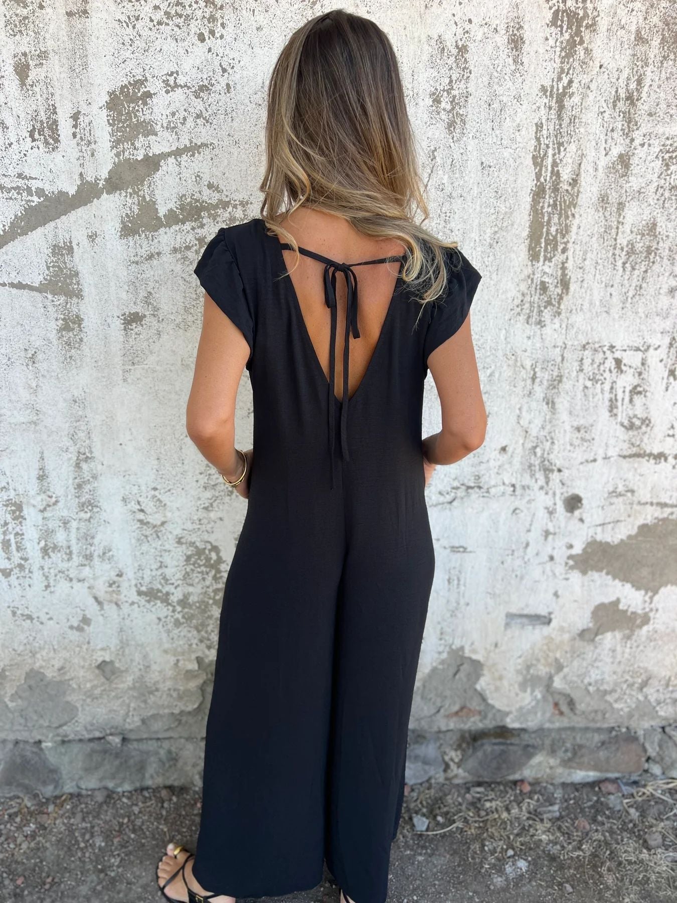 Leopard Print V-neck Jumpsuit With Front Pockets