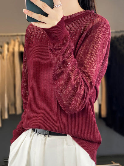 Autumn Lace Knit Sweater Qm030