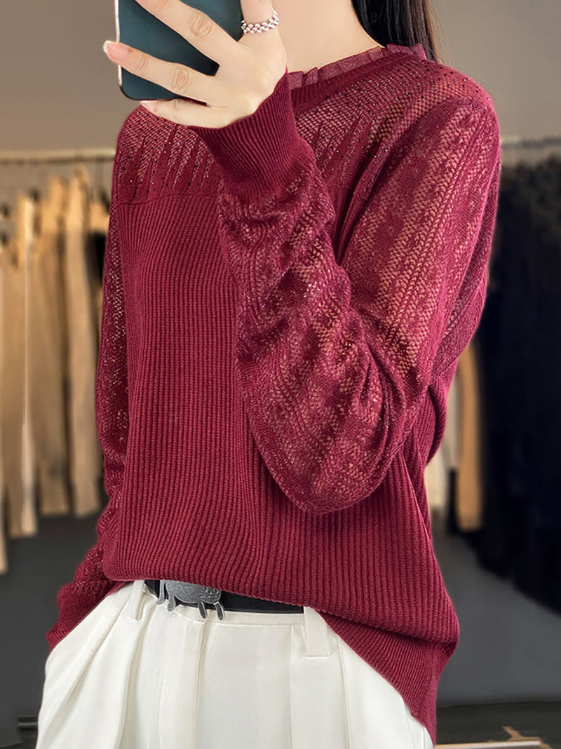 Autumn Lace Knit Sweater Qm030