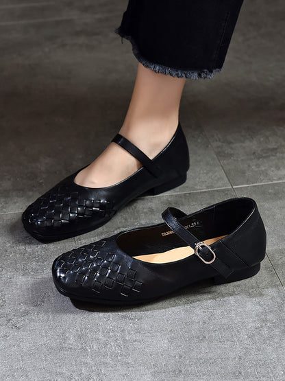Summer Leather Weave Low-heel Shoes Ll004
