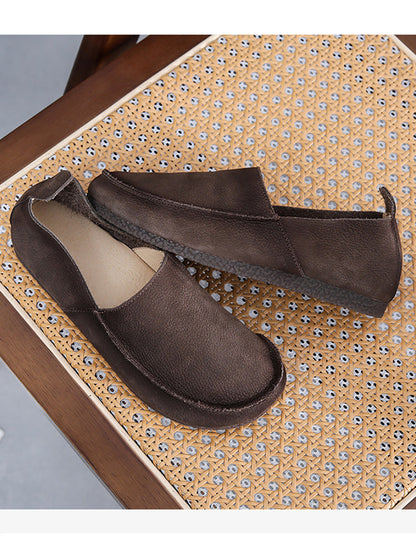 Leather Retro Summer Falt Shoes