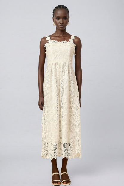 Harlin White Lace Maxi Dress