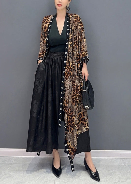 Summer Leopard Cardigan Asymmetrical Design Long Sleeve Ao1062