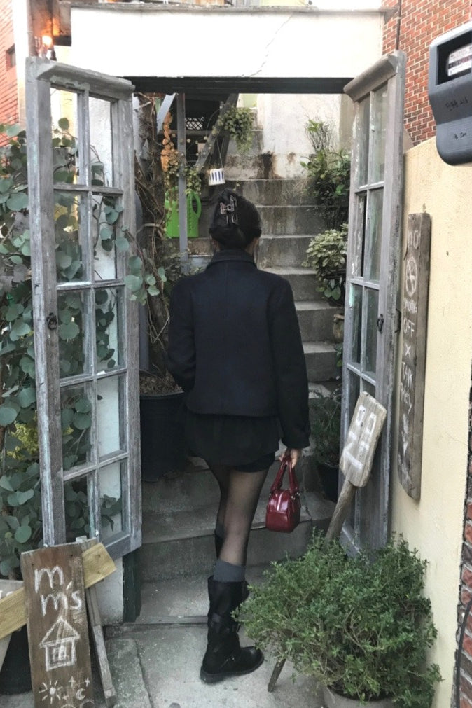 Preppy Fleece-lined Wool Blend Short Coat