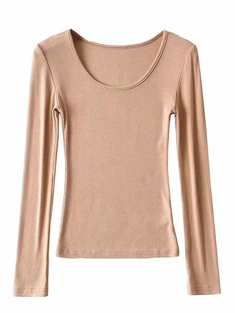 Clothing Tops Fit Elastic Cotton O-neck Full Sleeve T-shirt