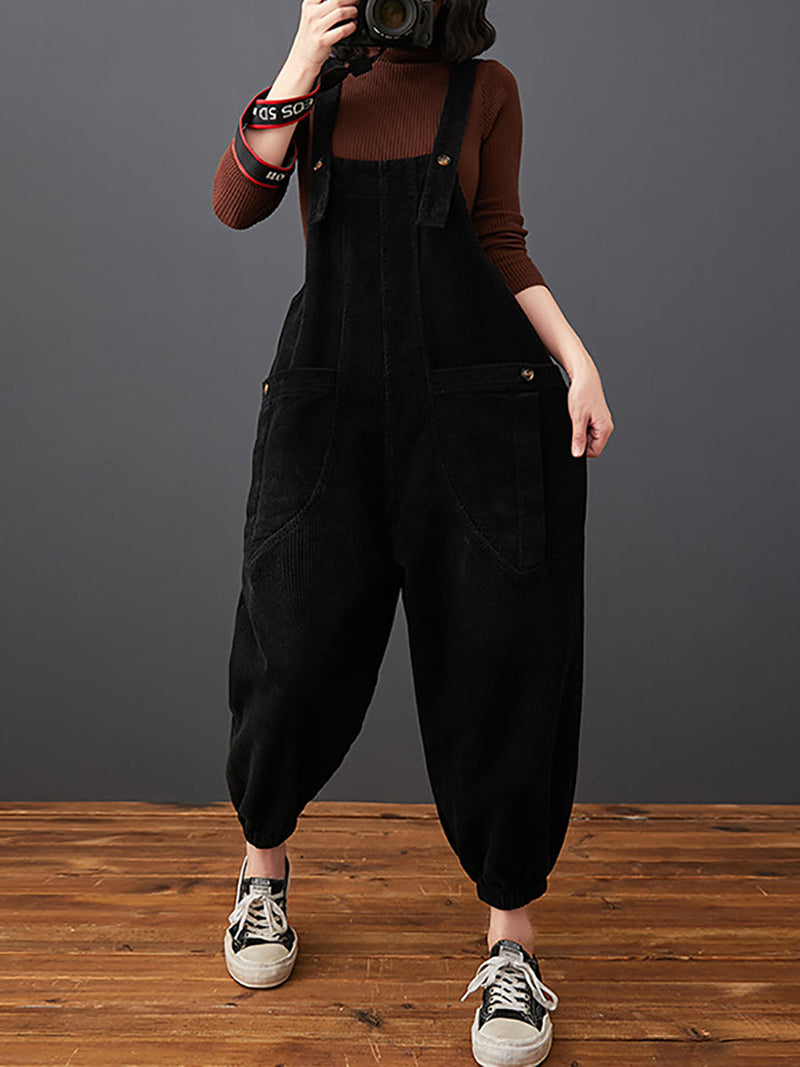 Commute Autumn Corduroy Loose Jumpsuits Ak1022