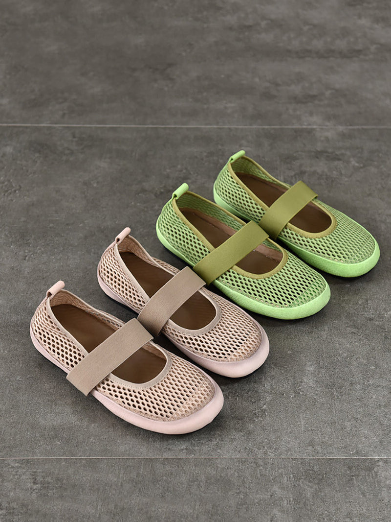 Low Heel Leather Summer Mesh Shoes