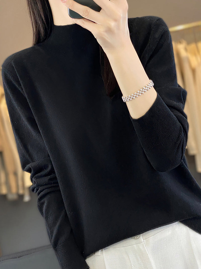 Autumn Knit Warm Half-turtleneck Sweater Wu019
