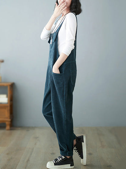 Autumn Corduroy Loose Jumpsuits Ah1009