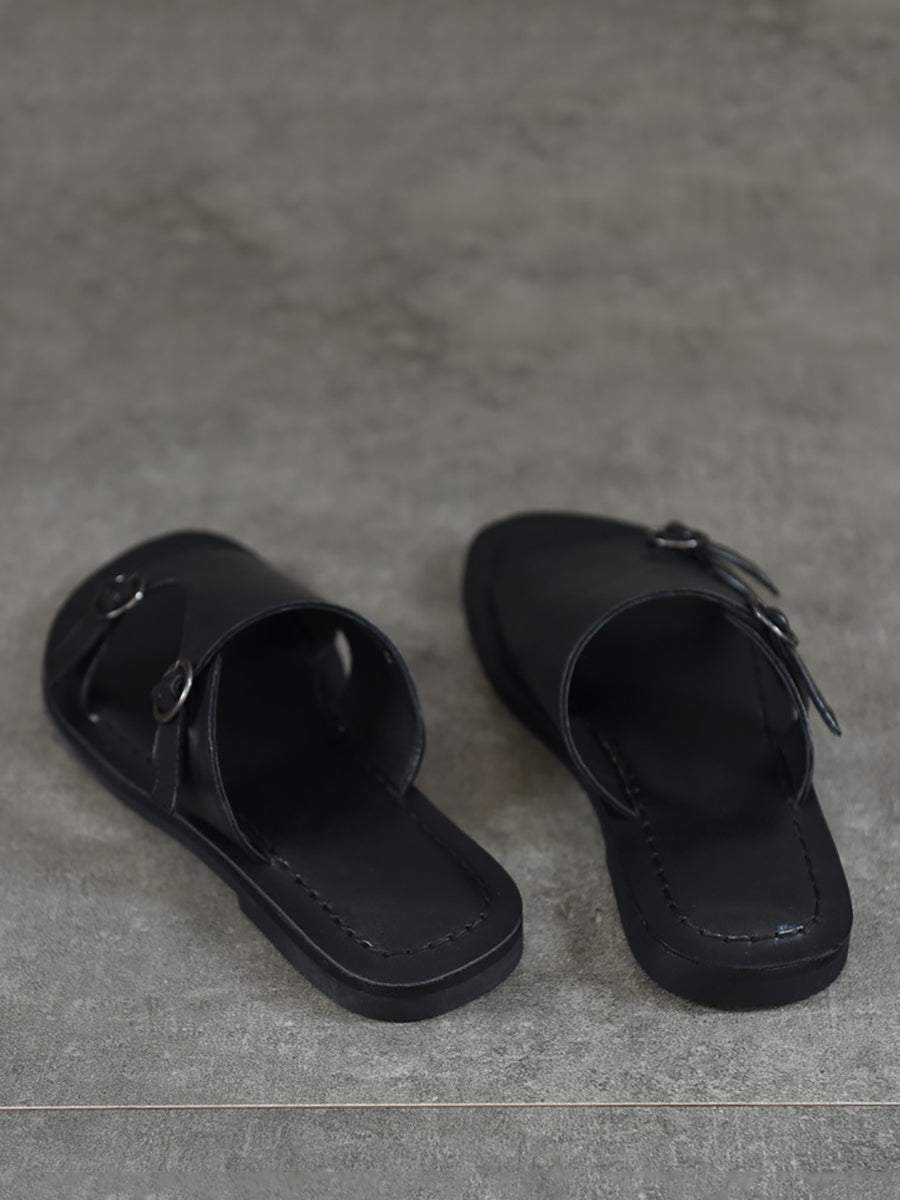 Summer Soft Leather Flat Slippers We1008