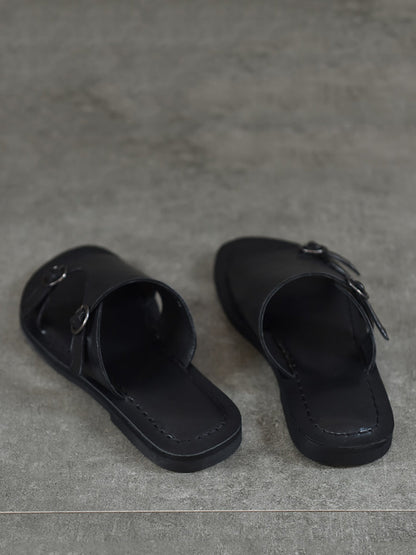 Summer Soft Leather Flat Slippers We1008