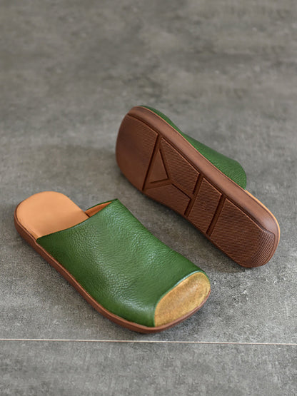 Summer Artsy Colorblock Leather Slippers Xx1011