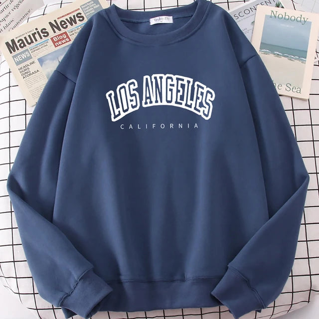 Los Angeles California City Sweatshirt for Loose Oversized Clothing Personality Soft Letter Print Hoodies Woman