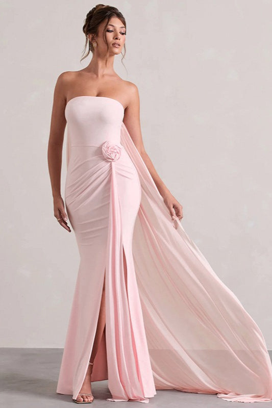 Strapless Tie Maxi Dress