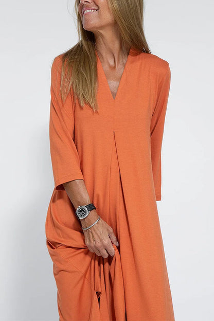 V Neck Color Maxi Dress