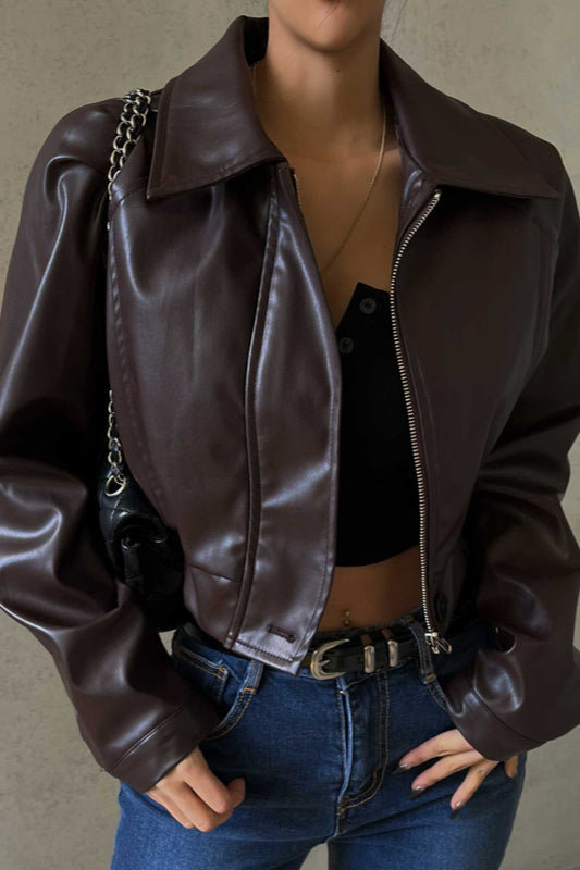Glossy Finish Moto Pu Coat