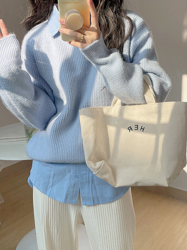 Yellow Round-neck Long Sleeve Sweater An1041