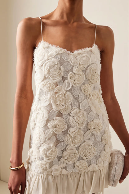 Chiffon Applique Cami Layered Mini Dress