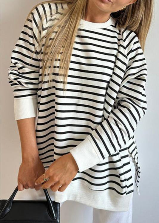 Striped Round Neck Pullover Sweater for