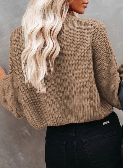 Puffy Sleeve Cable Oversized Knit Sweater