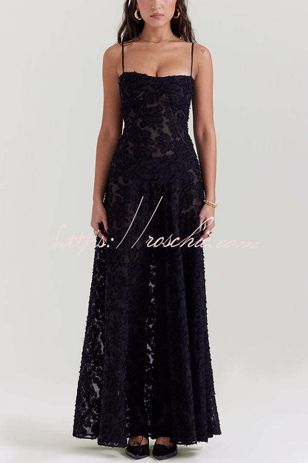 Suspenders See-through Holiday Slim Maxi Dress