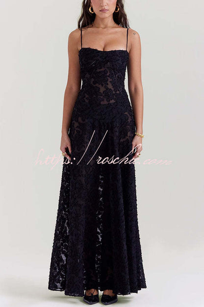Suspenders See-through Holiday Slim Maxi Dress