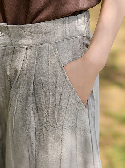 Summer Retro Cotton Ramie Shorts Ii1026