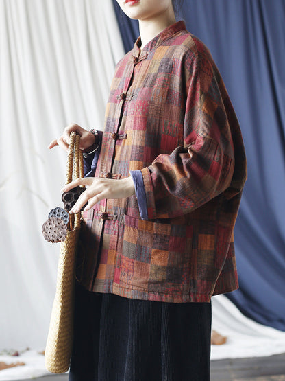 Spring Plaid Cotton Shirt Coat Rr001
