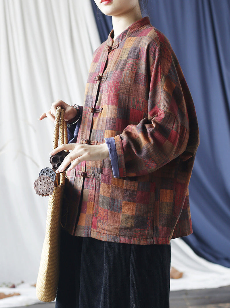 Spring Plaid Cotton Shirt Coat Rr001