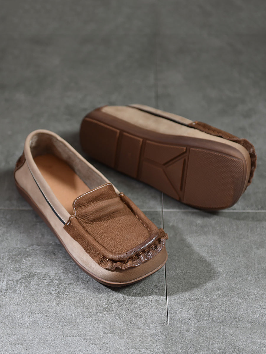 Summer Retro Leather Colorblock Spliced Shoes As1059