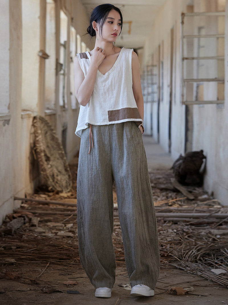 Summer Worn Straight Linen Pants Io1010