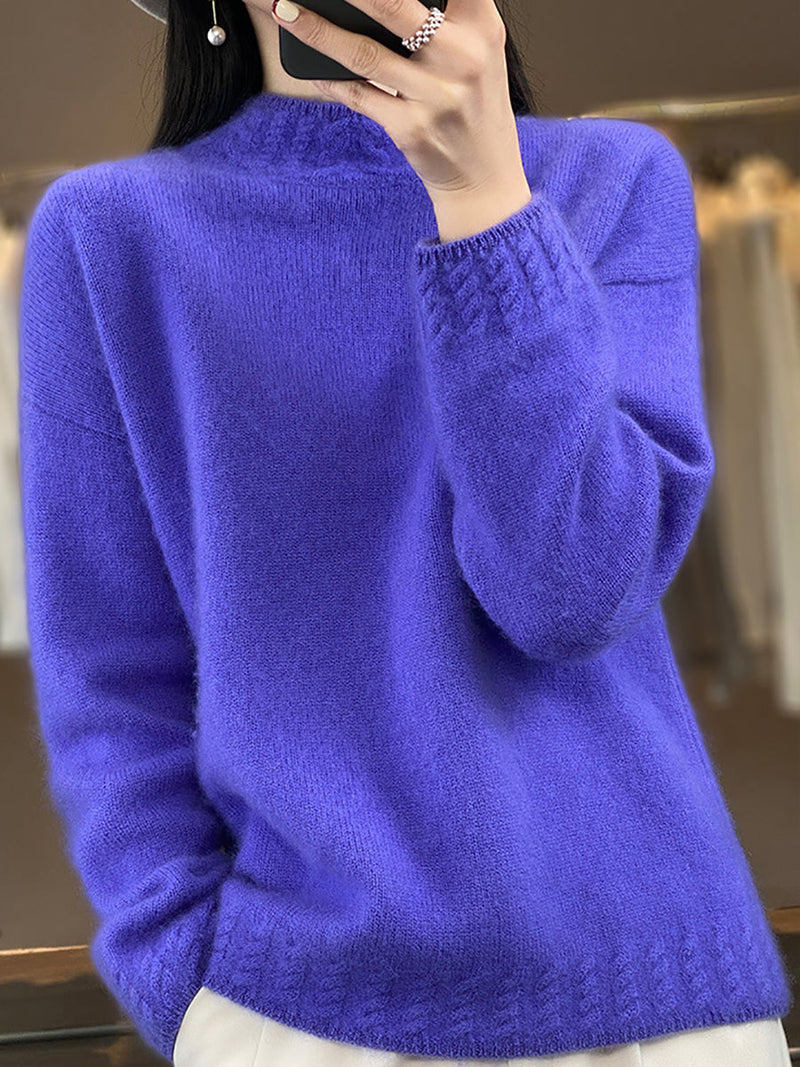 Autumn Half-turtleneck Knit 100%wool Sweater Qu010