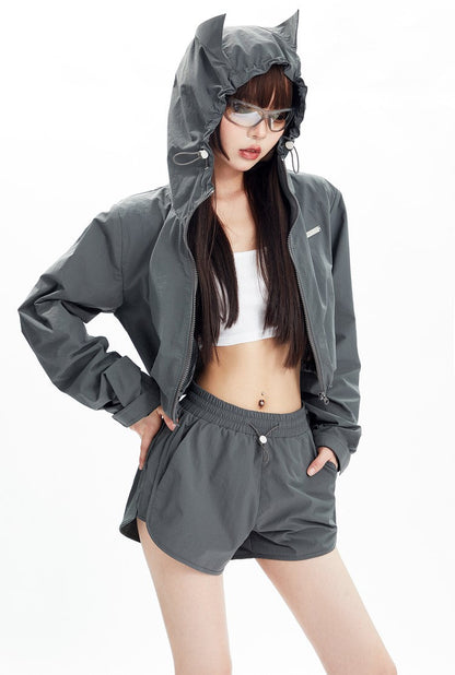 Sports Style Short Jacket and Shorts