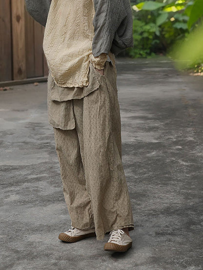 Spring Dot Spliced Cotton Straight-leg Pants Sc1019