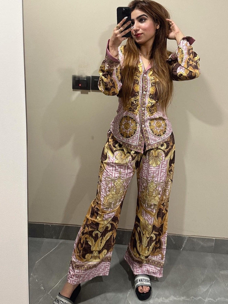 Nf Print Shirt & Pants Coord Set