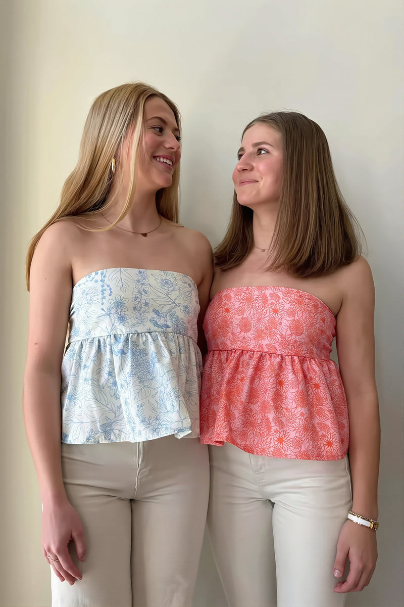 Ruffle Strapless Cropped Blouse