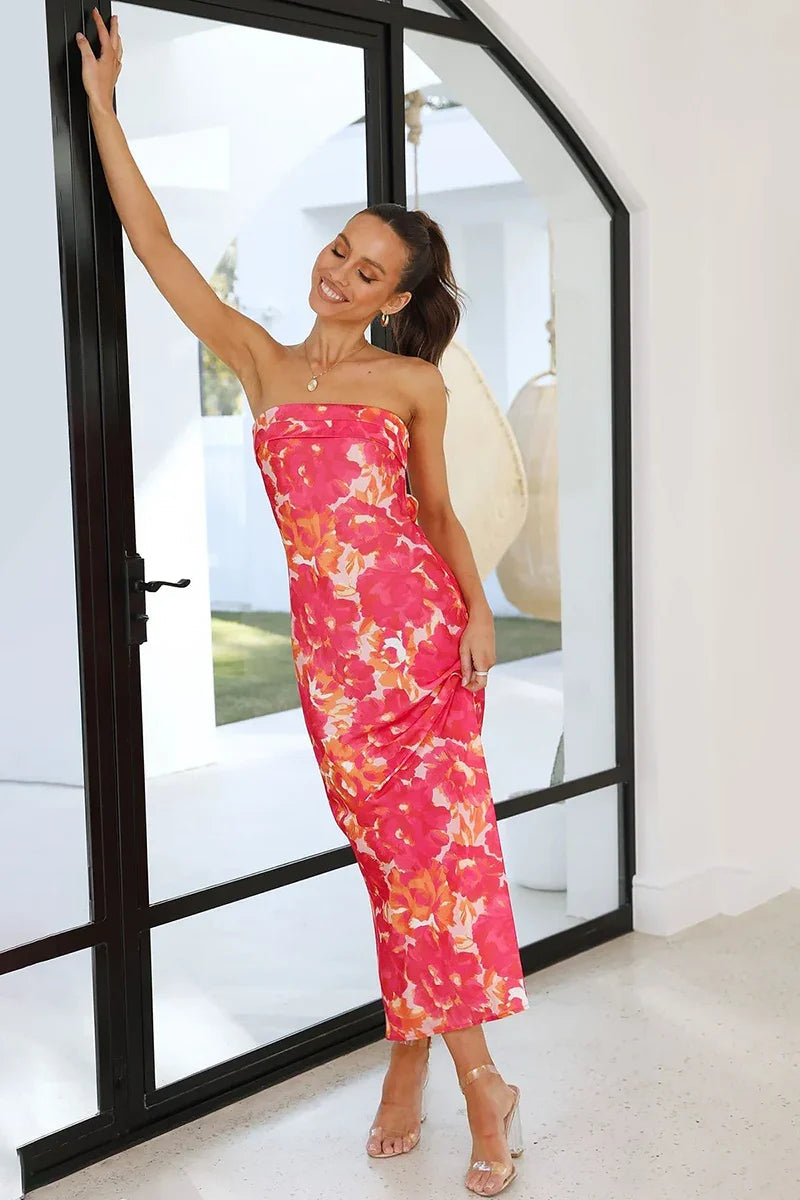 Miya Maxi Dress - Pink/red