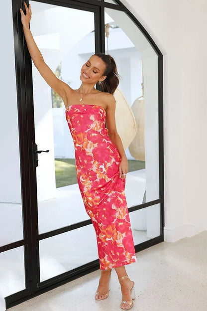 Miya Maxi Dress - Pink/red