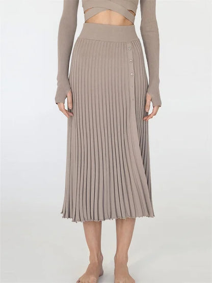 New White Knit Two Piece Sets Fall Ribbed Crop Top and Pleated Knitted Skirt Suits for Midi Dress Sets