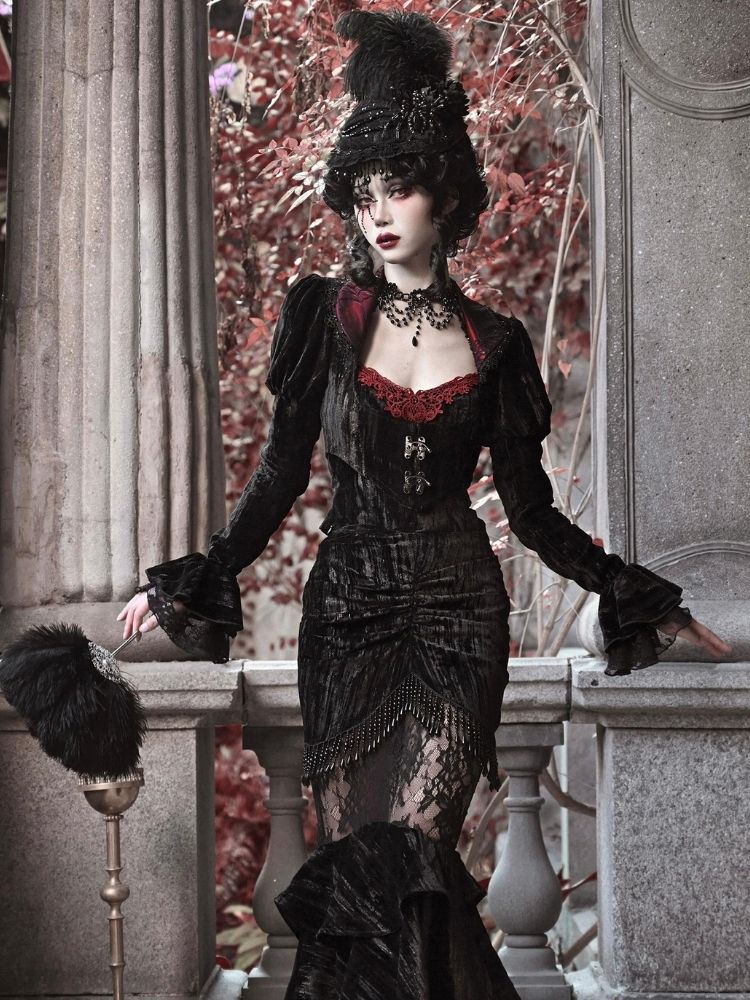 Gothic/victorian-inspired Velvet Cardigan Top
