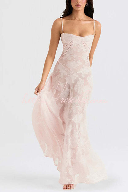 Suspenders See-through Holiday Slim Maxi Dress