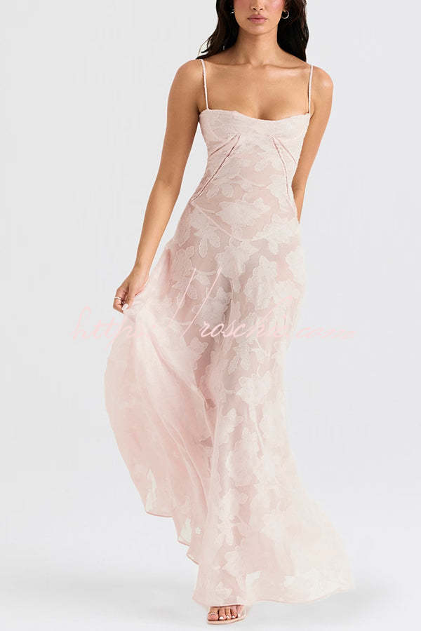 Suspenders See-through Holiday Slim Maxi Dress