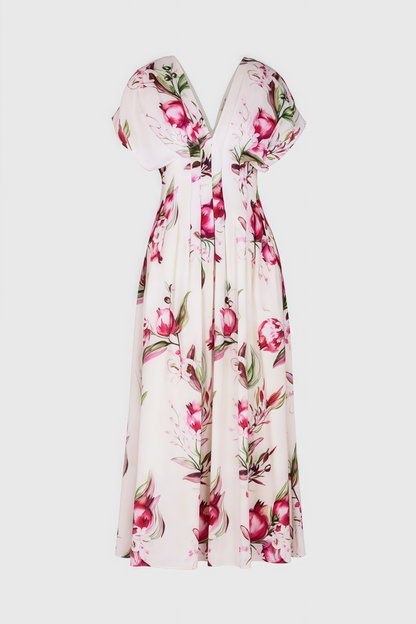 Liams V-neck Printed Backless Maxi Dress