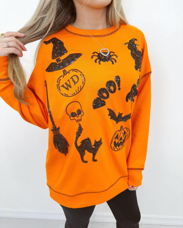 Sparkly Spells Sweatshirt-orange