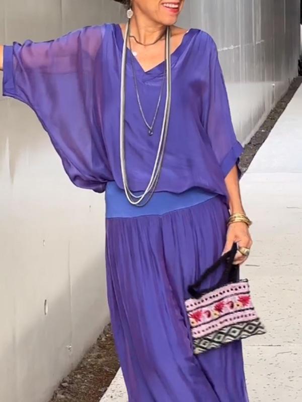 Esmeralda – Chiffon Wide-leg Pants Two-piece Set