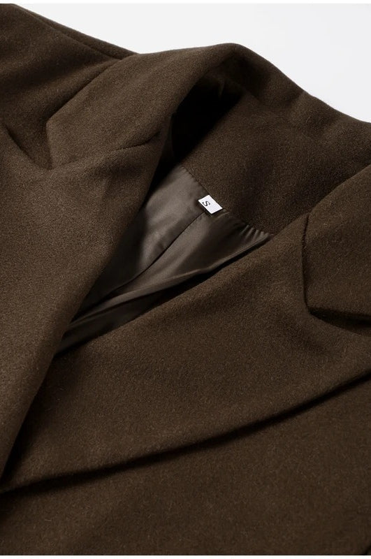 Color Double-breasted Long Overcoat