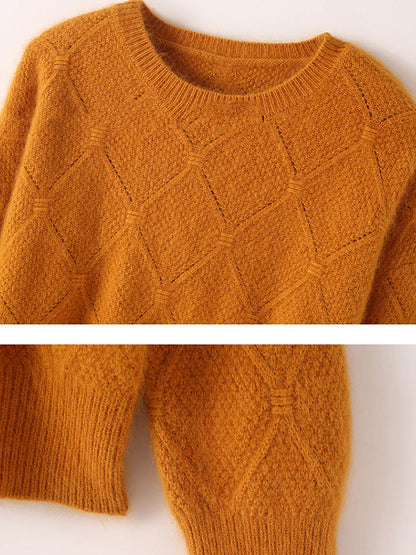 Autumn O-neck Rhomboids Wool Warm Knit Sweater Av1010